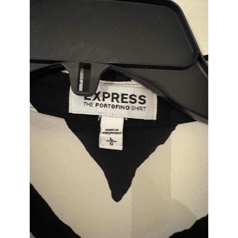 EXPRESS The Portofino Shirt Black & White Zebra Animal Print Blouse Large - Picture 2 of 3
